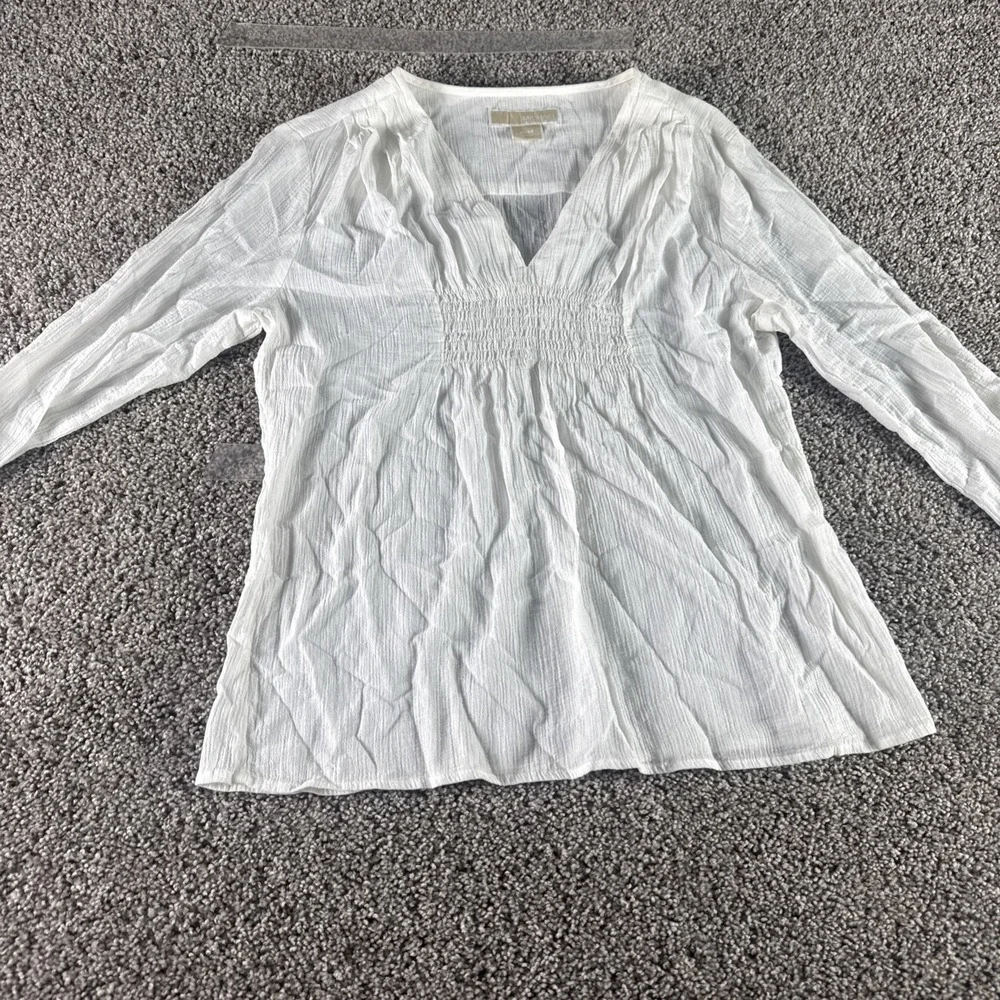 Michael‎ Kors White Women's V Neck Blouse Size  P/M